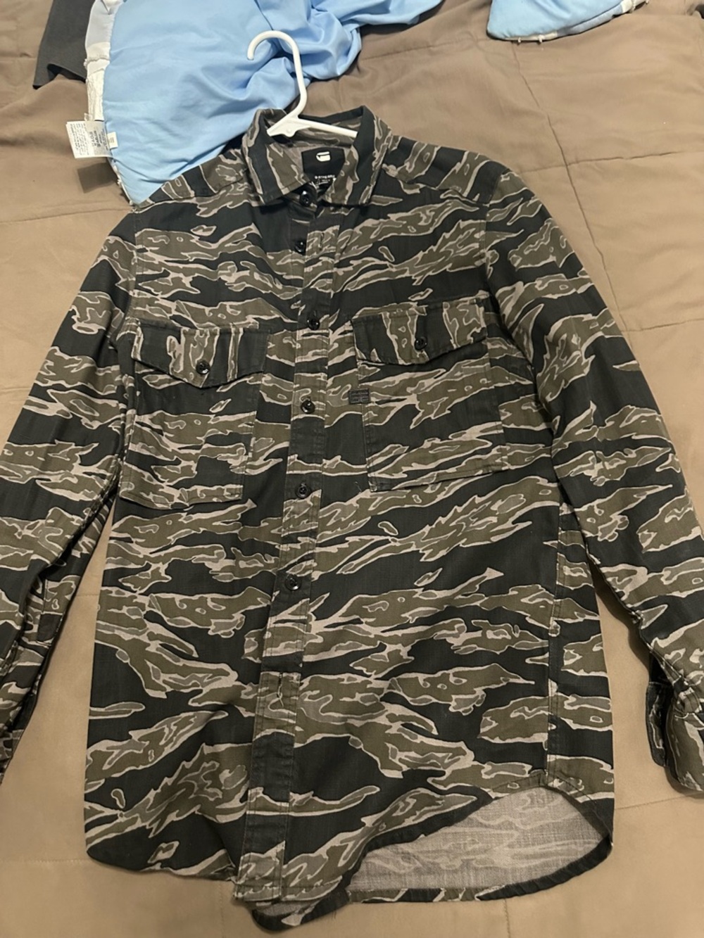 G-Star Raw Green & Olive Camo Button-Up Shirt